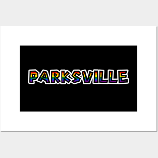 City of Parksville BC - LGBTQ+ Rainbow Flag - Loud and Proud Gay Text - Town of Parksville Posters and Art